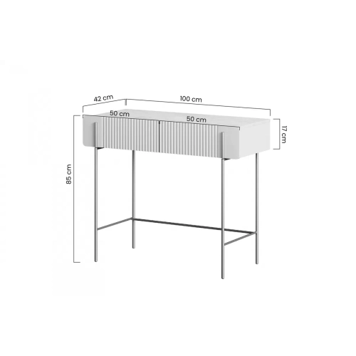 Toaletka Malmi 100 cm z szufladami - kaszmir / crema bianca / czarne nóżki